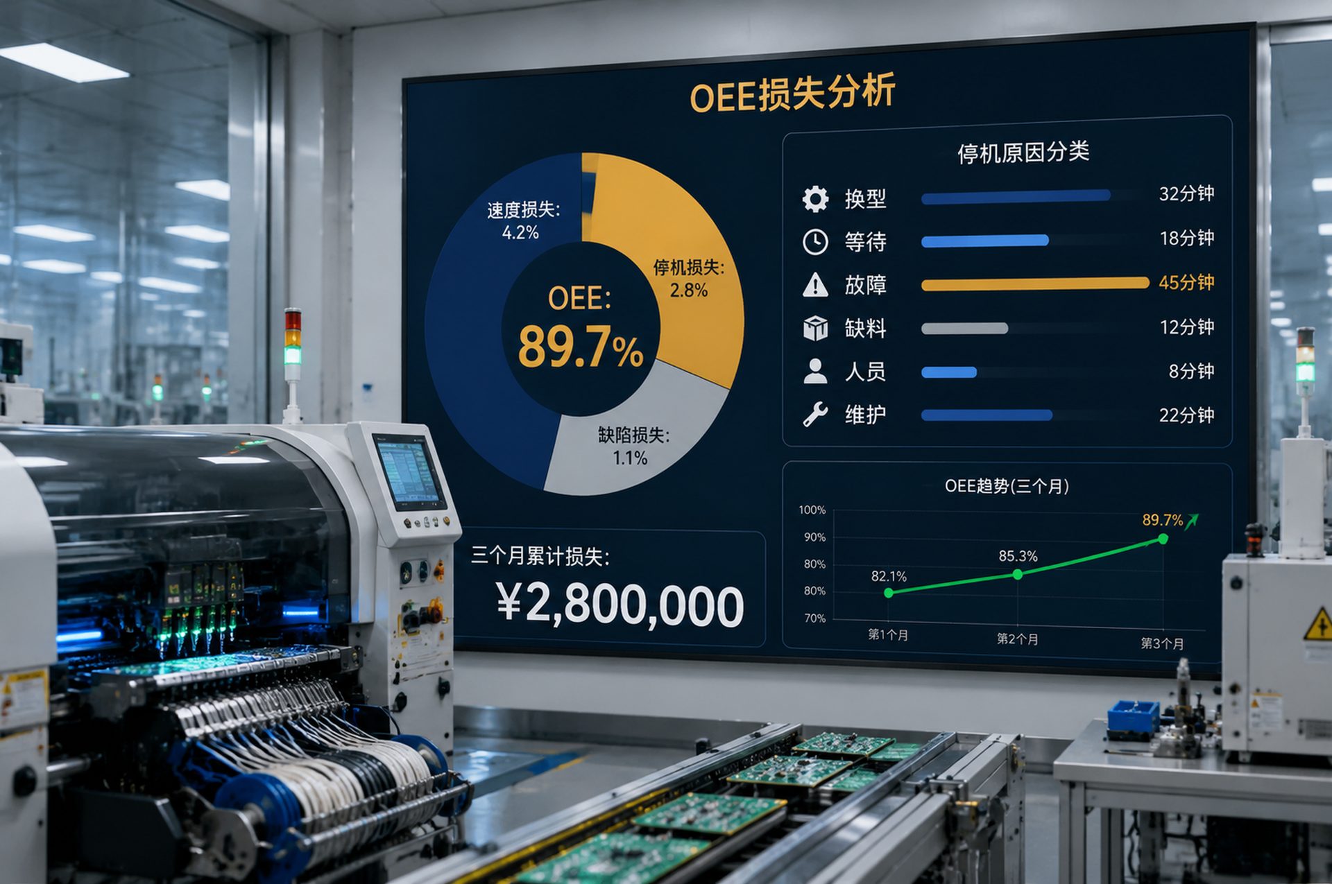 华南电子厂 OEE 看板案例